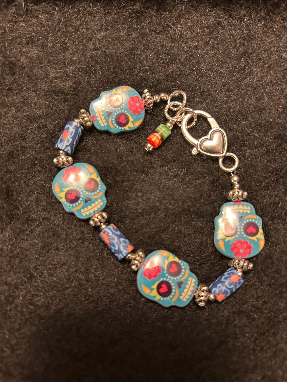 Day of the Dead Turquoise Sugar Skull Bracelet - Women Jewelry